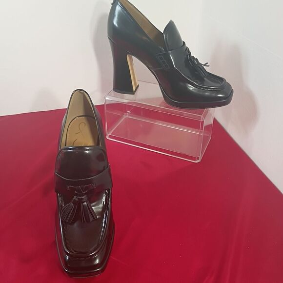 Sam Edelman Women's SZ 9.5M Jed Heels Platform Loafer Black Leather - Picture 1 of 7
